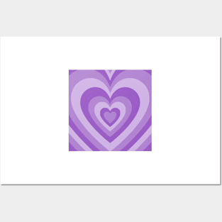 purple retro heart Posters and Art